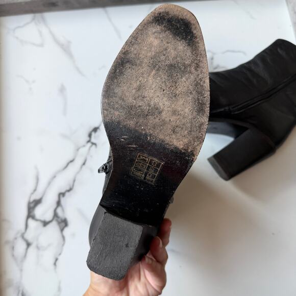 Free People Black Barclay Leather Western Ankle Booties Size 38 - Picture 10 of 10